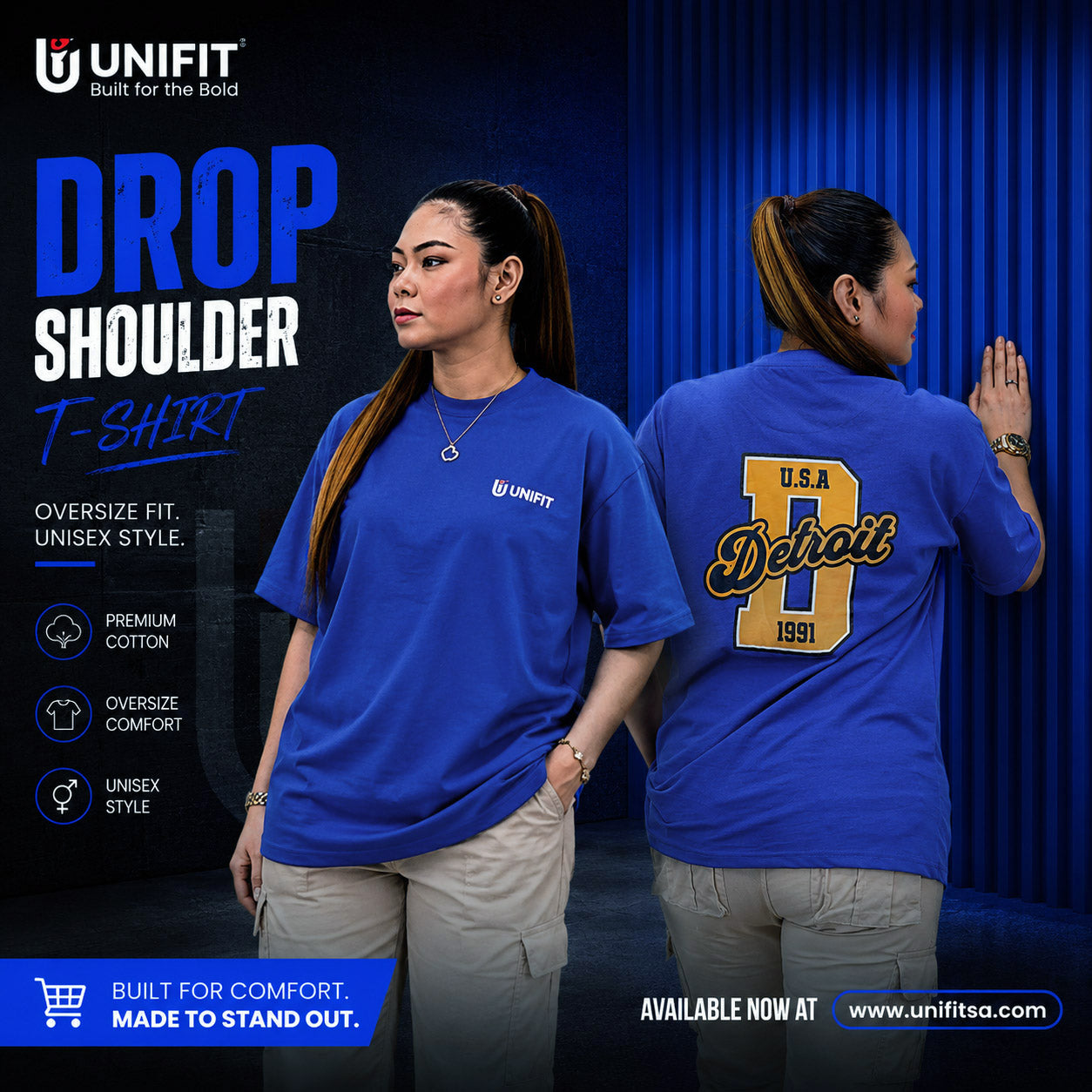 UNIFIT "Detroit 1991" Varsity Oversized Drop Shoulder T-Shirt