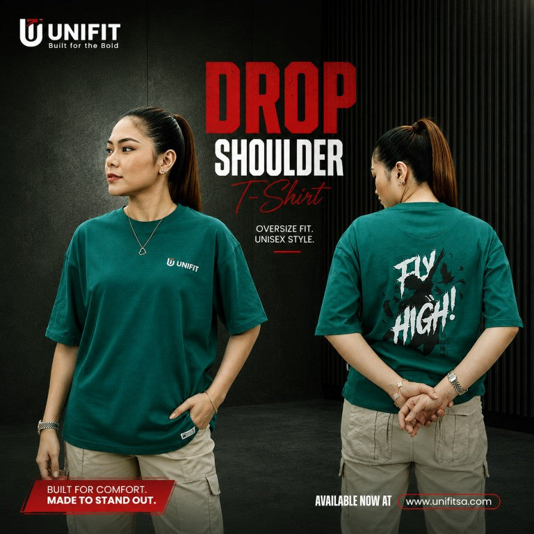 UNIFIT "Fly High" Anime Graphic Oversized Drop Shoulder T-Shirt